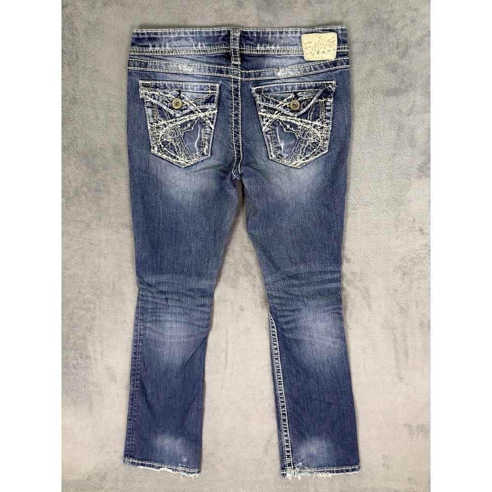 Silver Jeans Womens 28 Blue Bootcut Distressed Denim Berkley Surplus Low Rise - Picture 2 of 12